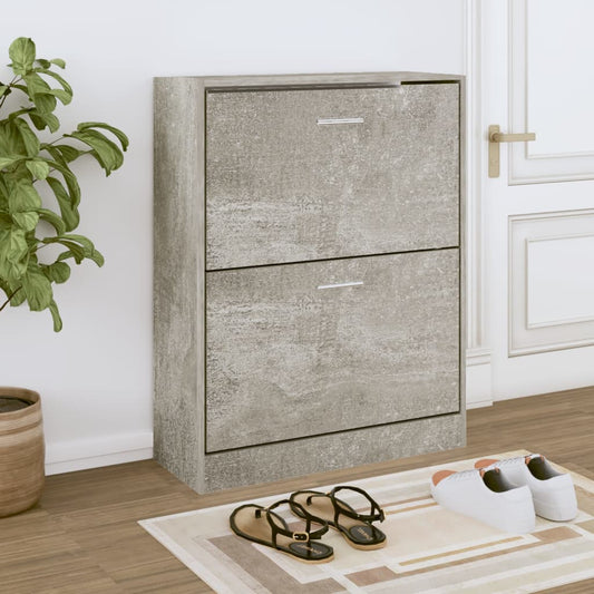 vidaXL Shoe Cabinet Concrete Grey 63x24x81 cm Engineered Wood