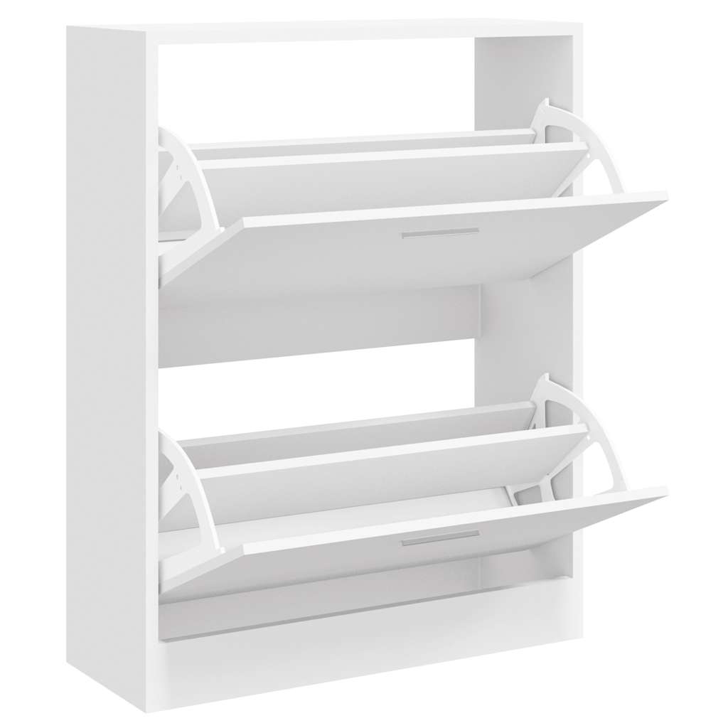 Shoe Cabinet High Gloss White 63x24x81 cm Engineered Wood