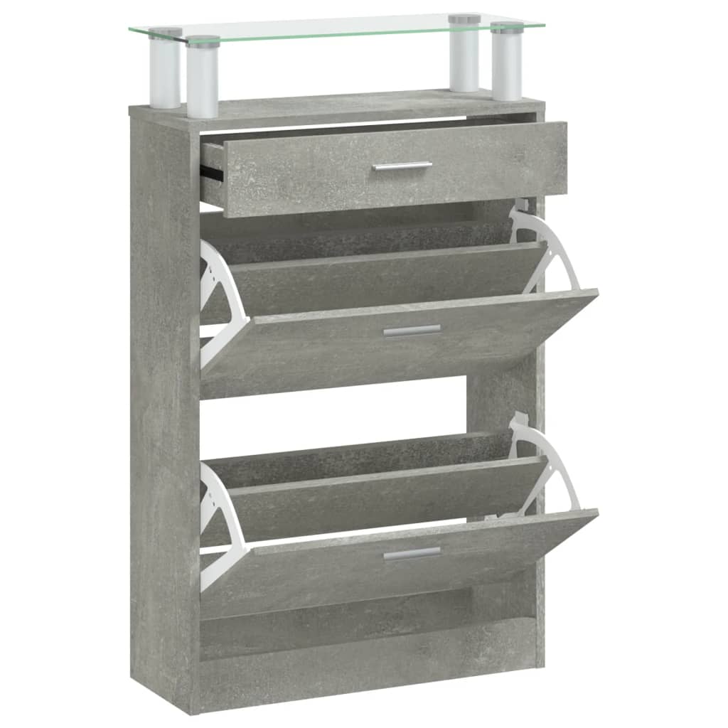 vidaXL Shoe Cabinet Concrete Grey 63x24x104 cm Engineered Wood