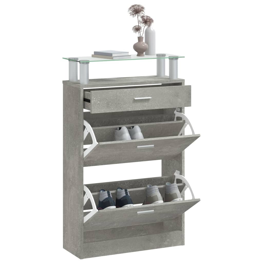 vidaXL Shoe Cabinet Concrete Grey 63x24x104 cm Engineered Wood