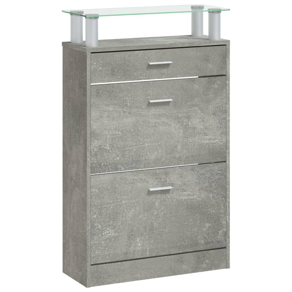 vidaXL Shoe Cabinet Concrete Grey 63x24x104 cm Engineered Wood