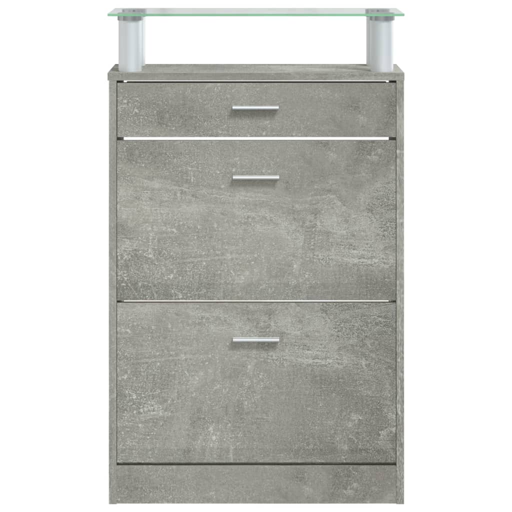 vidaXL Shoe Cabinet Concrete Grey 63x24x104 cm Engineered Wood