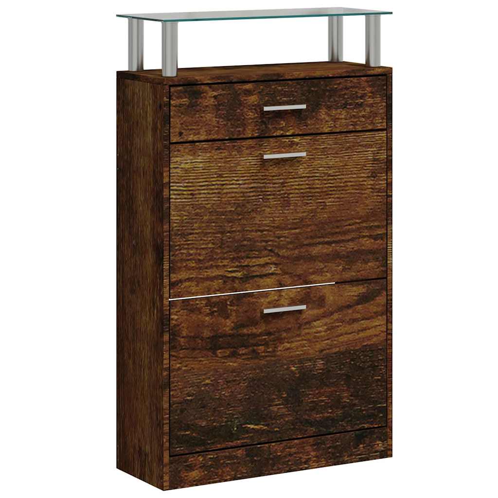 Shoe Cabinet Smoked Oak 63x24x104 cm Engineered Wood