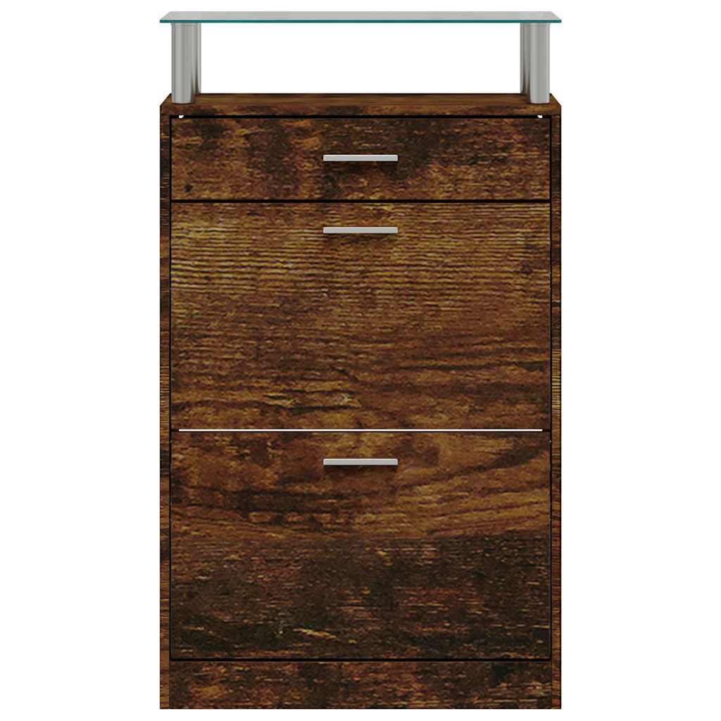 Shoe Cabinet Smoked Oak 63x24x104 cm Engineered Wood