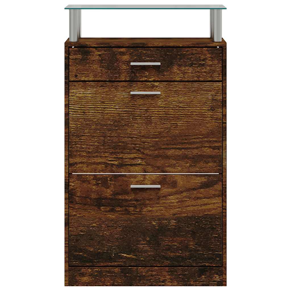 Shoe Cabinet Smoked Oak 63x24x104 cm Engineered Wood