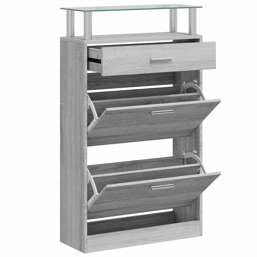 Shoe Cabinet Grey Sonoma 63x24x104 cm Engineered Wood