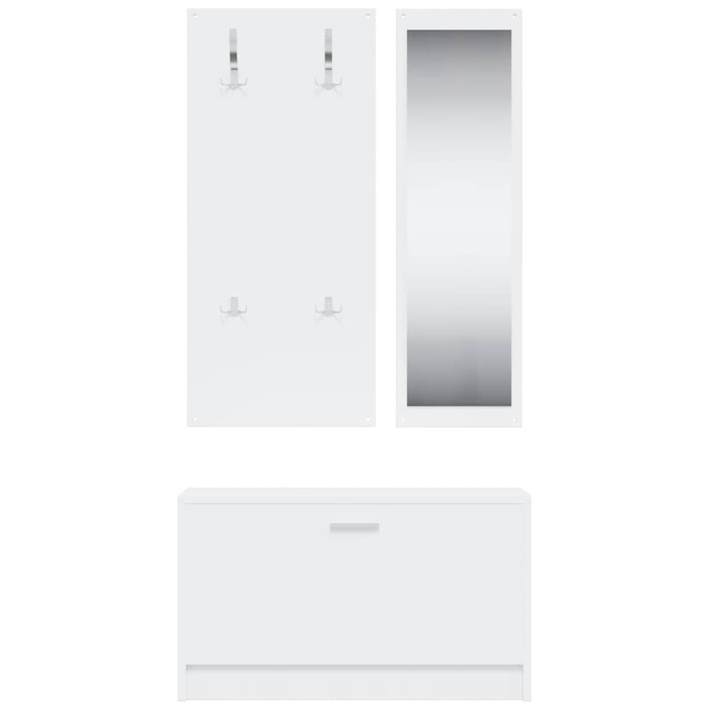 3-in-1 Shoe Cabinet Set White Engineered Wood