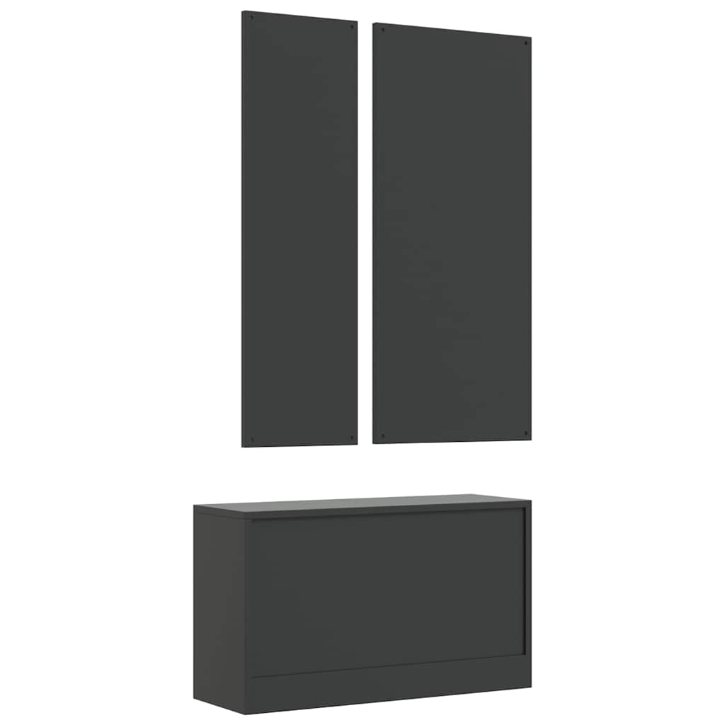 3-in-1 Shoe Cabinet Set Black Engineered Wood