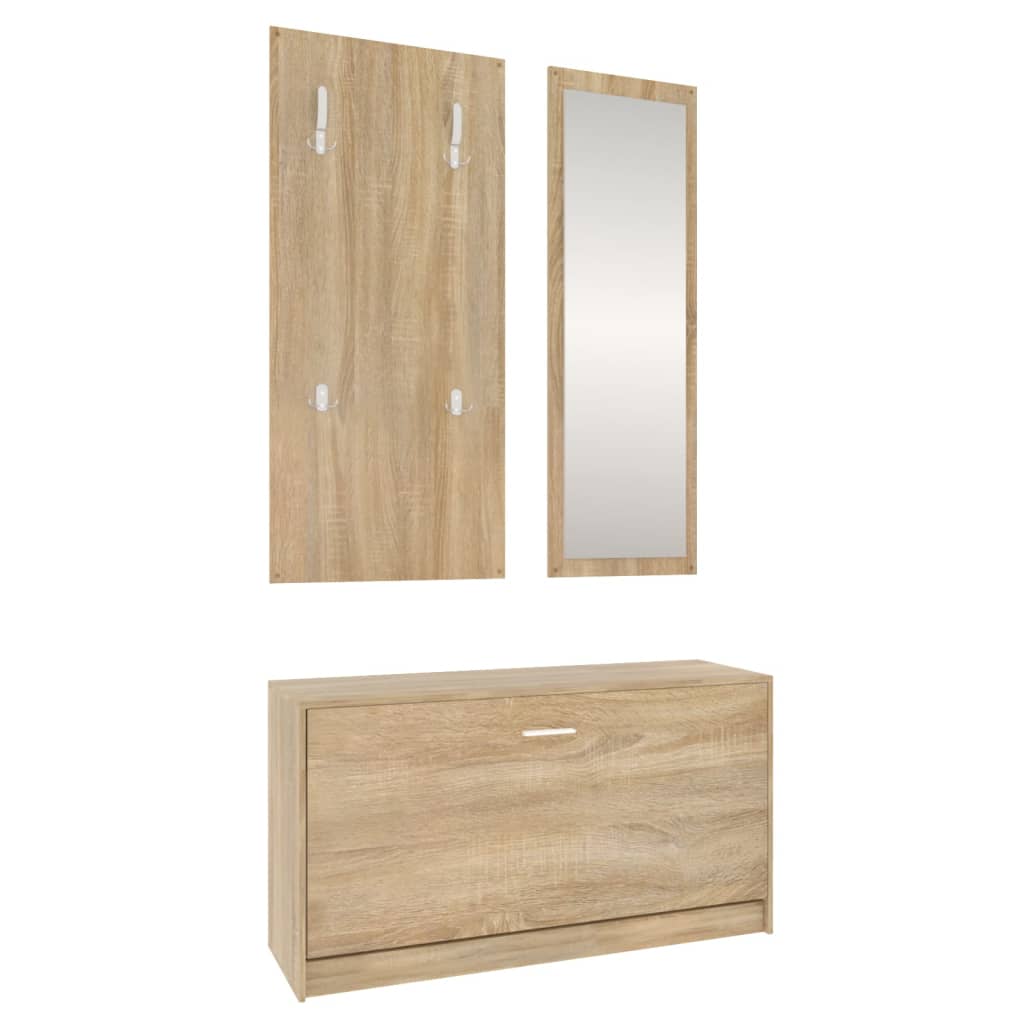 vidaXL 3-in-1 Shoe Cabinet Set Sonoma Oak Engineered Wood