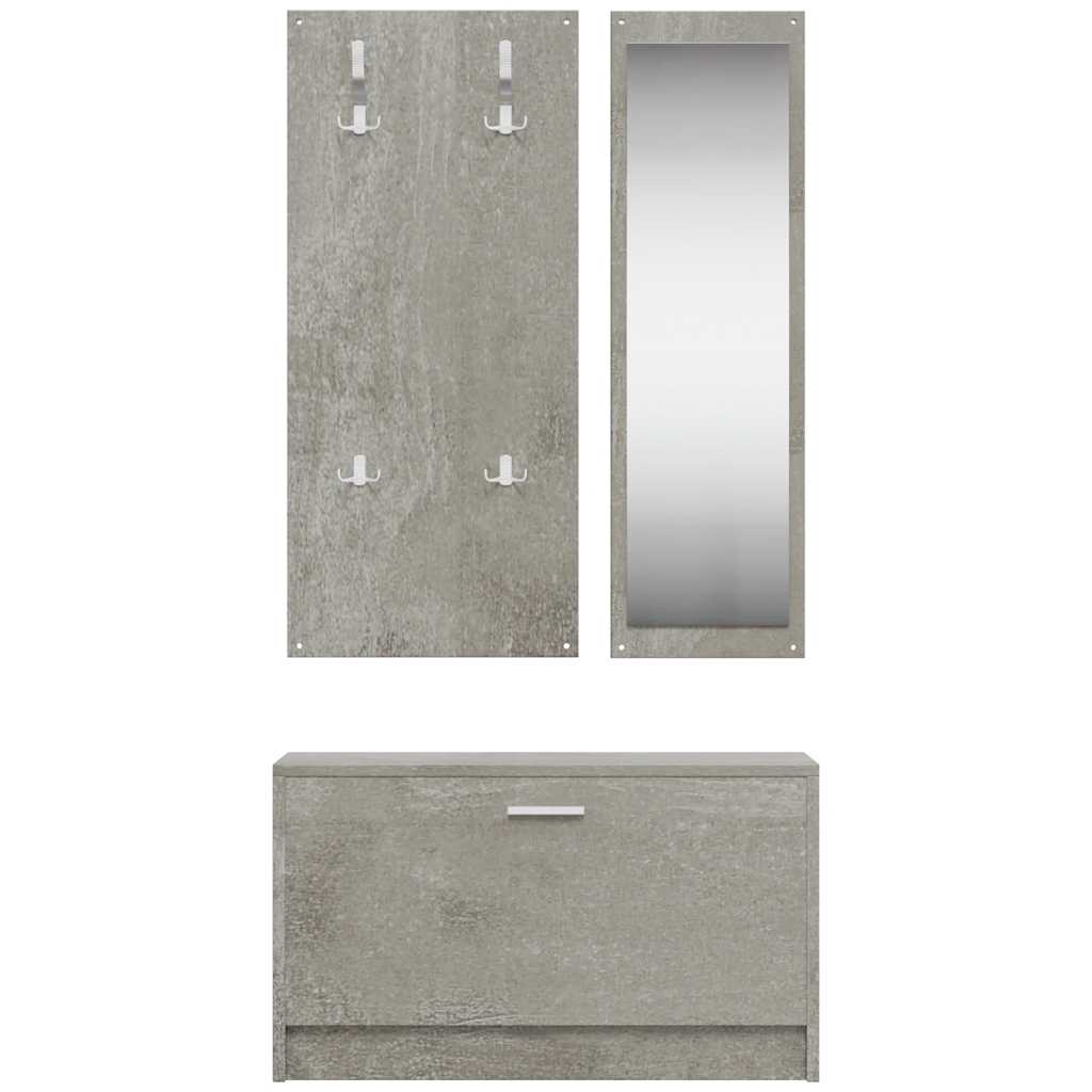 3-in-1 Shoe Cabinet Set Concrete Grey Engineered Wood