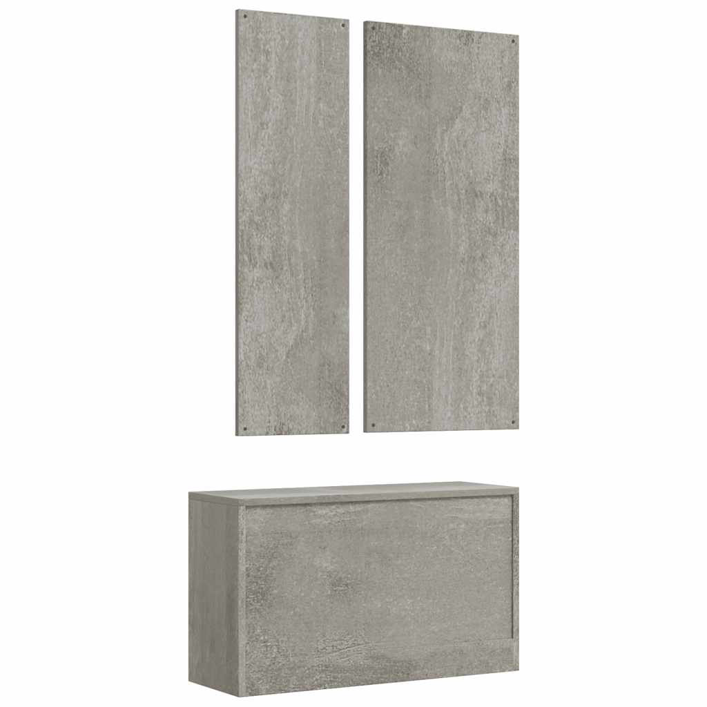 3-in-1 Shoe Cabinet Set Concrete Grey Engineered Wood