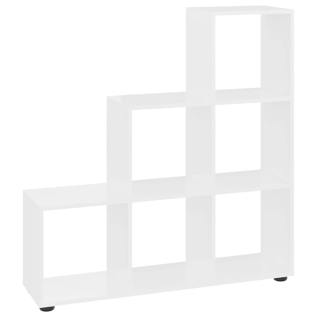 Staircase Bookcase High Gloss White 107 cm Engineered Wood