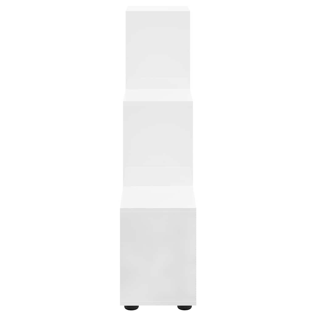 Staircase Bookcase High Gloss White 107 cm Engineered Wood
