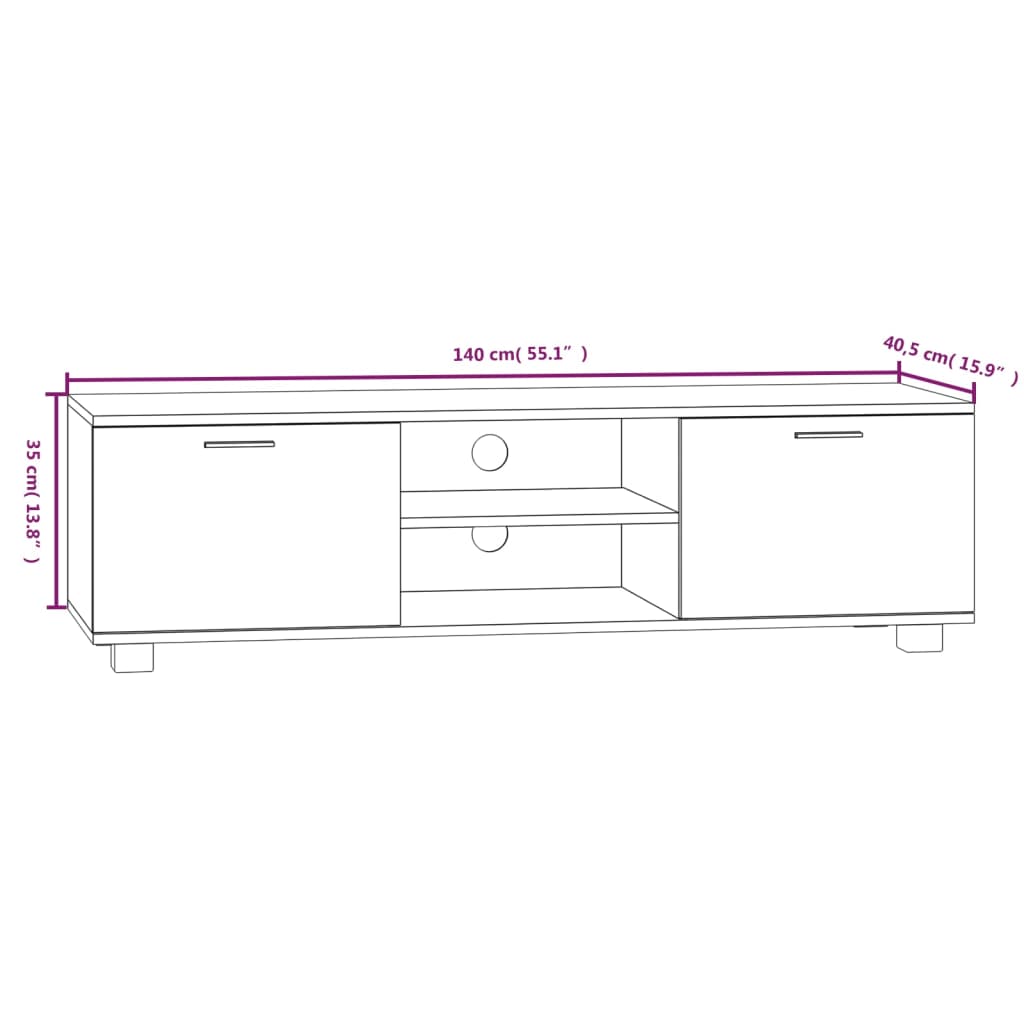 TV Cabinet Concrete Grey 140x40.5x35 cm Engineered Wood