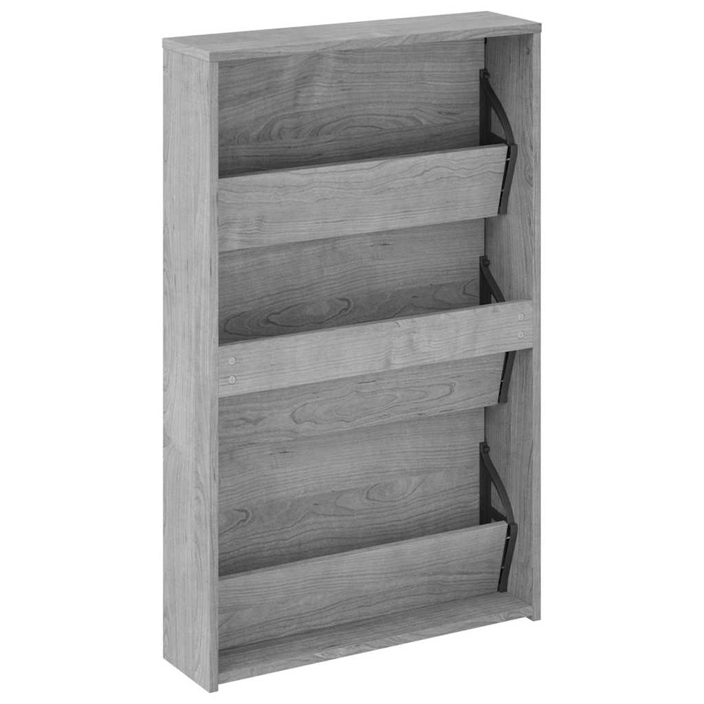 Shoe Cabinet with Mirror 3-Layer Grey Sonoma 63x17x102.5 cm