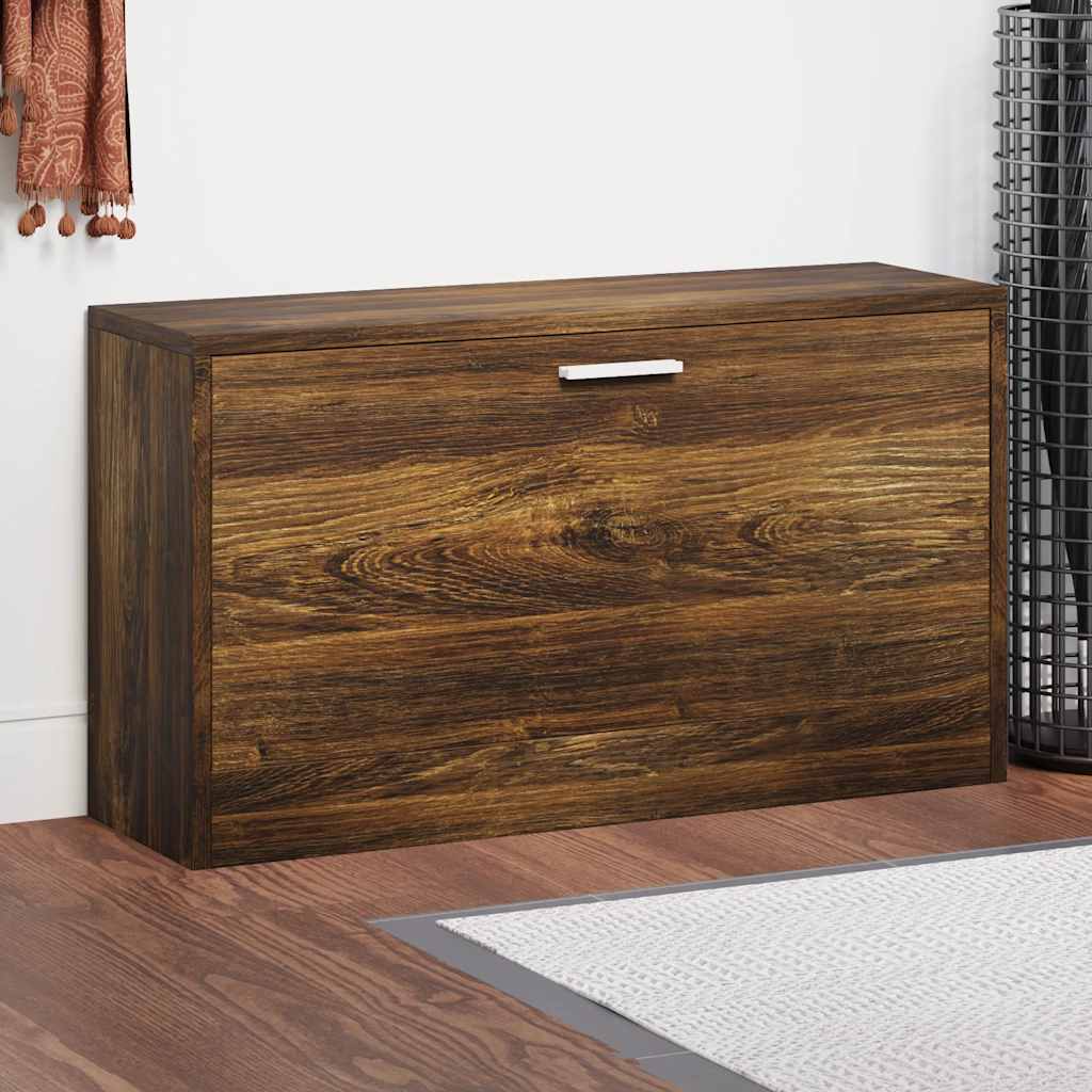 Shoe Bench Smoked Oak 80x24x45 cm Engineered Wood
