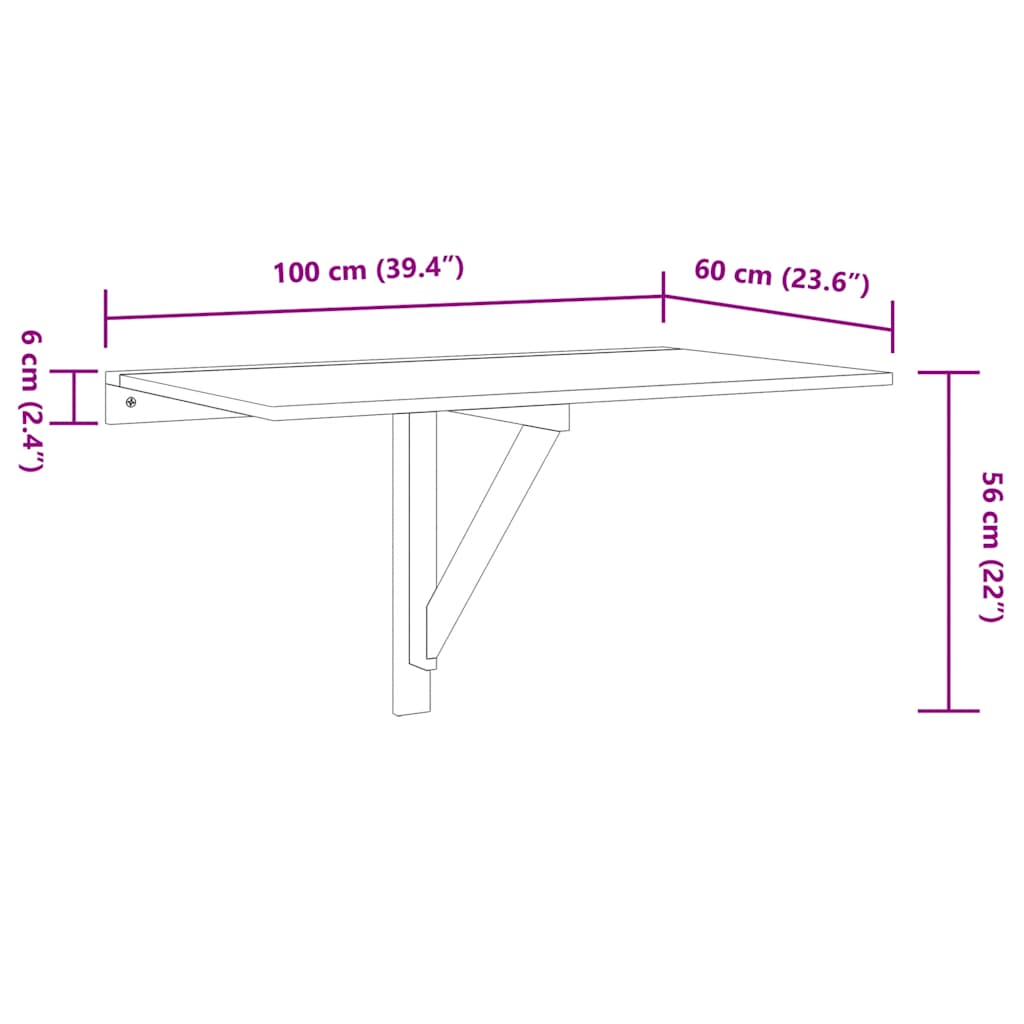 Folding Wall Table Smoked Oak 100x60x56 cm Engineered Wood