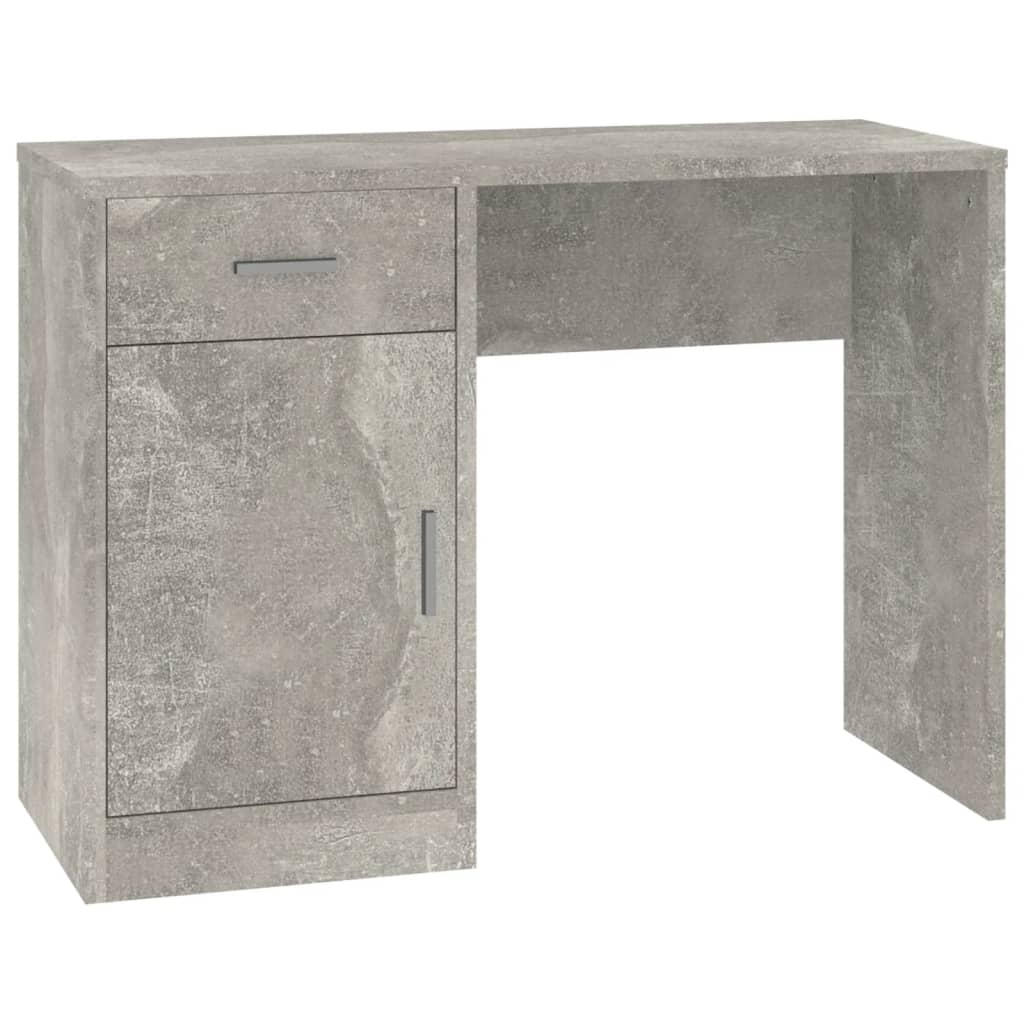 vidaXL Desk with Drawer&Cabinet Concrete Grey 100x40x73 cm Engineered Wood