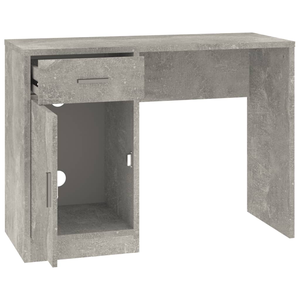 vidaXL Desk with Drawer&Cabinet Concrete Grey 100x40x73 cm Engineered Wood