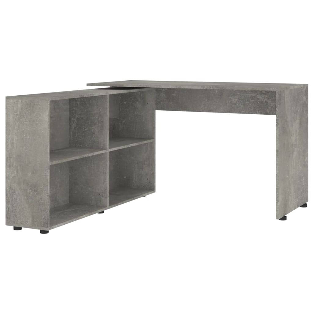 vidaXL Corner Desk Concrete Grey Engineered Wood