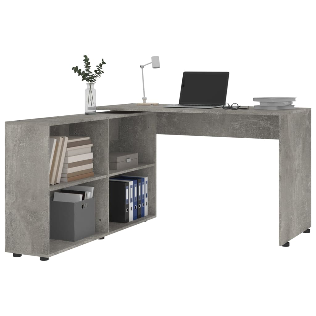 vidaXL Corner Desk Concrete Grey Engineered Wood