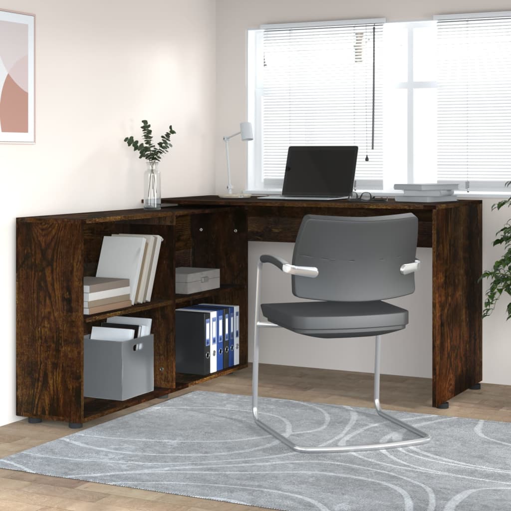 vidaXL Corner Desk Smoked Oak Engineered Wood