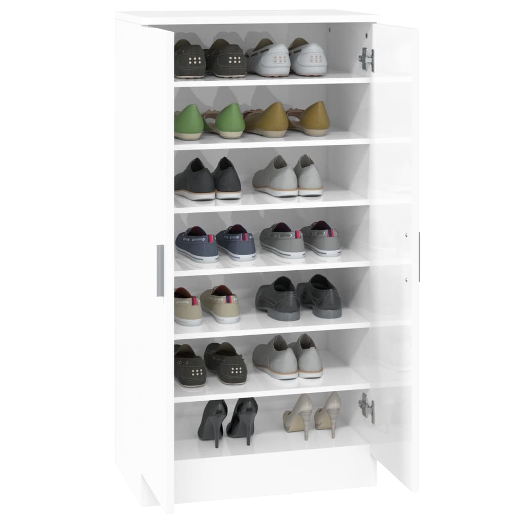 Shoe Cabinet High Gloss White 55x35x108 cm Engineered Wood