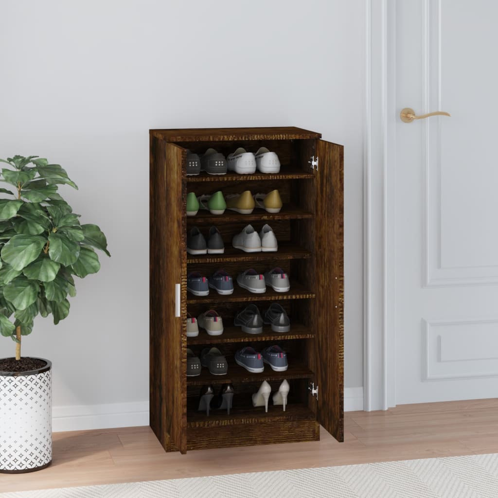 Shoe Cabinet Smoked Oak 55x35x108 cm Engineered Wood