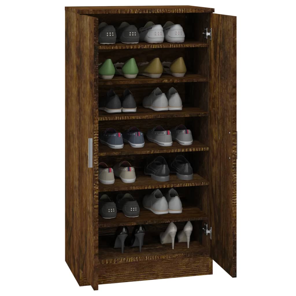 Shoe Cabinet Smoked Oak 55x35x108 cm Engineered Wood