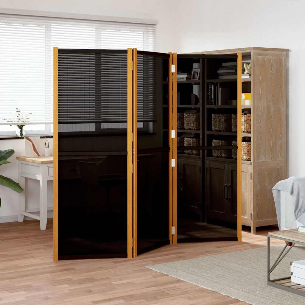 3-Panel Room Divider Black 210x180 cm