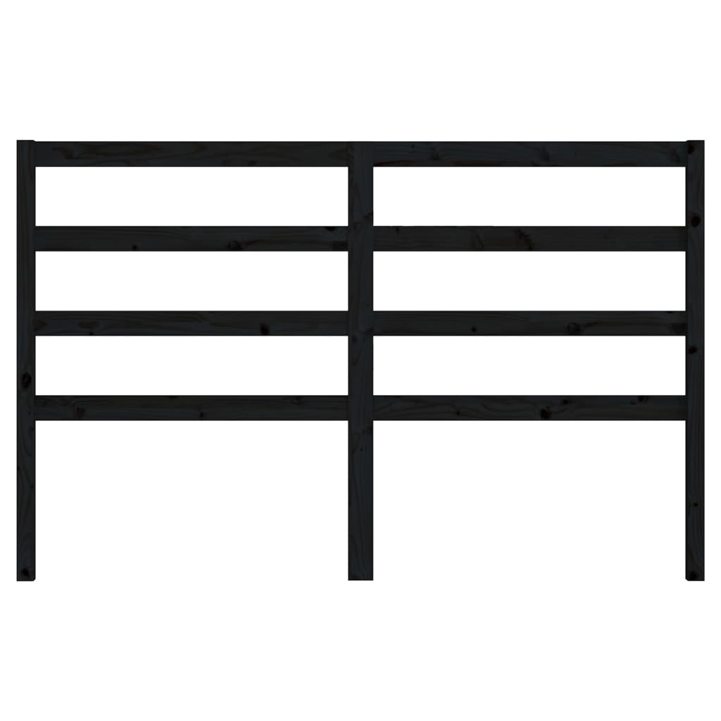 Bed Headboard Black 126x4x100 cm Solid Wood Pine