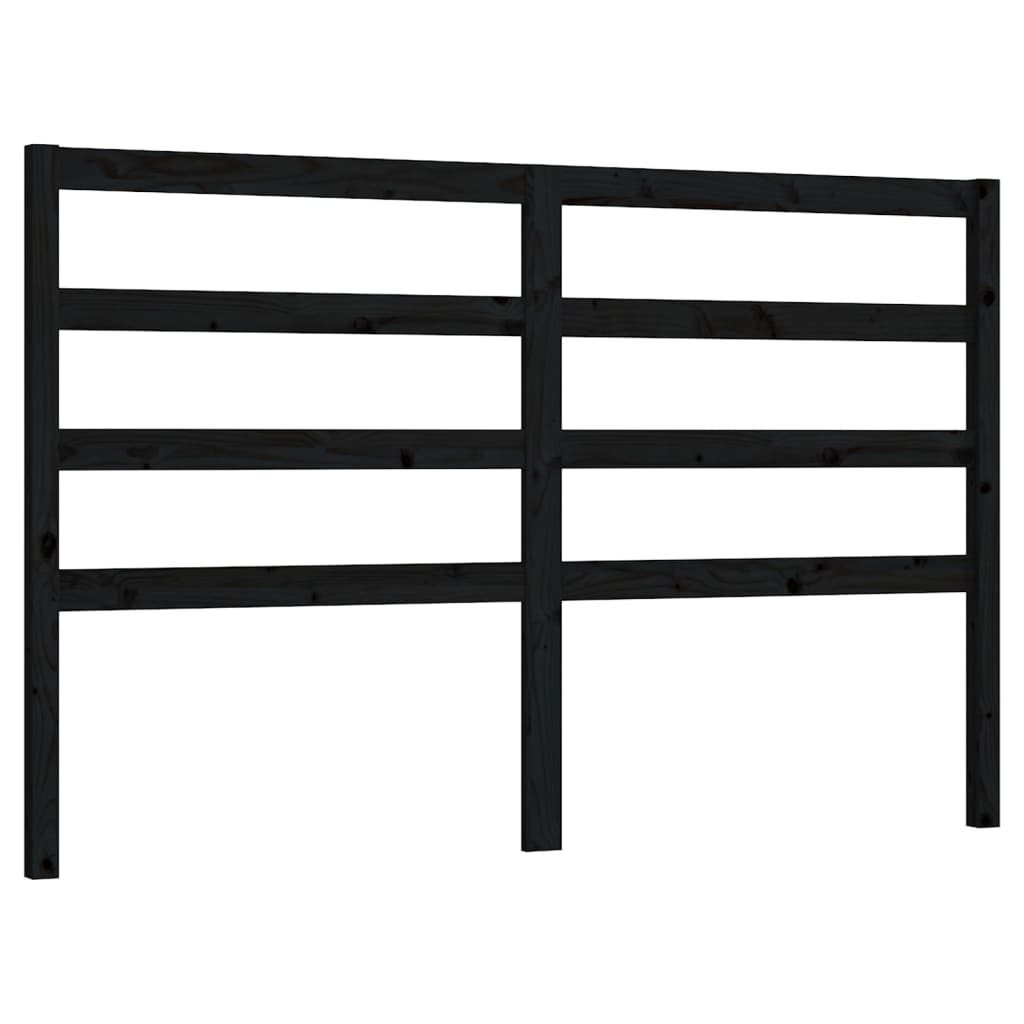 Bed Headboard Black 146x4x100 cm Solid Wood Pine