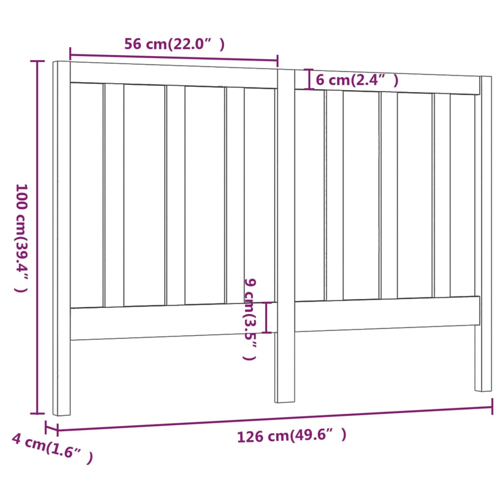 vidaXL Bed Headboard White 126x4x100 cm Solid Wood Pine