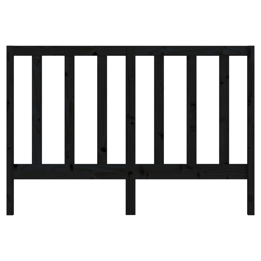 Bed Headboard Black 126x4x100 cm Solid Wood Pine