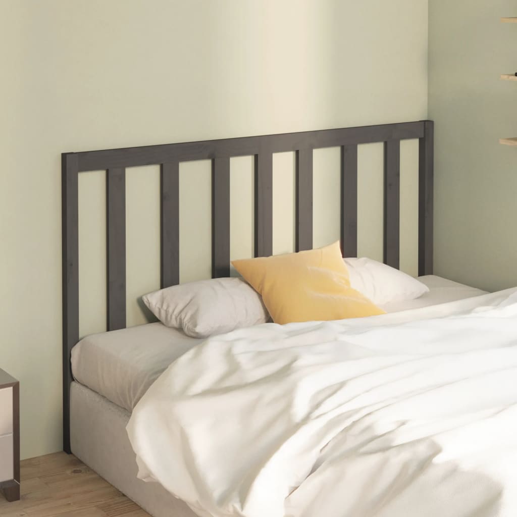 Bed Headboard Grey 166x4x100 cm Solid Wood Pine