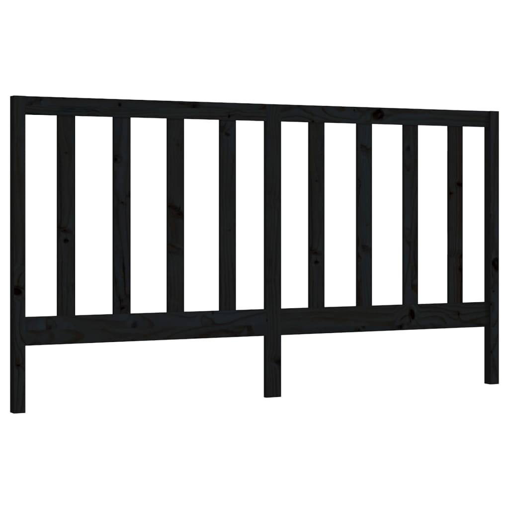 vidaXL Bed Headboard Black 206x4x100 cm Solid Wood Pine