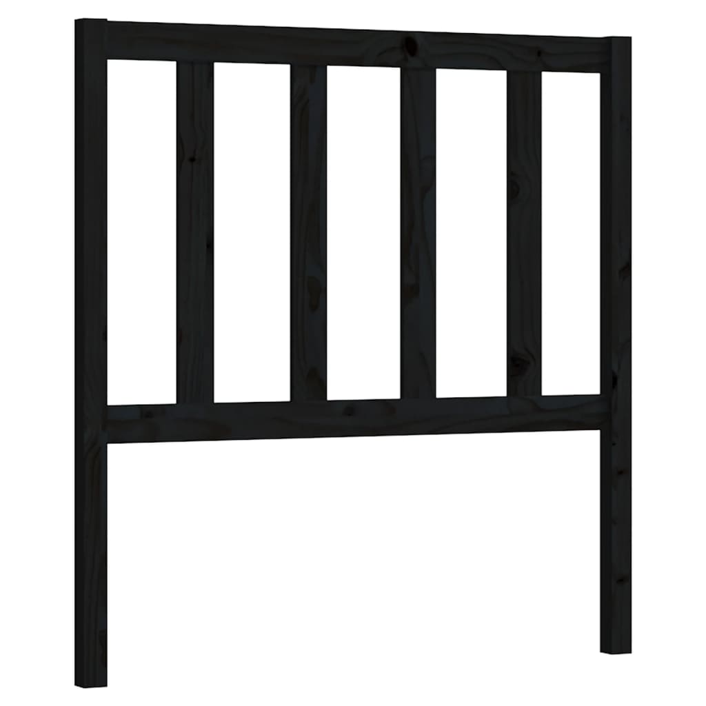 Bed Headboard Black 81x4x100 cm Solid Wood Pine