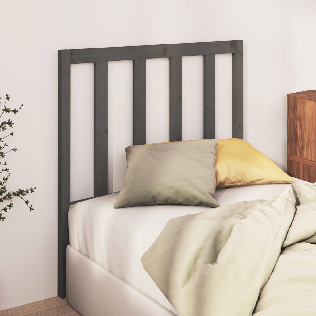 Bed Headboard Grey 106x4x100 cm Solid Wood Pine
