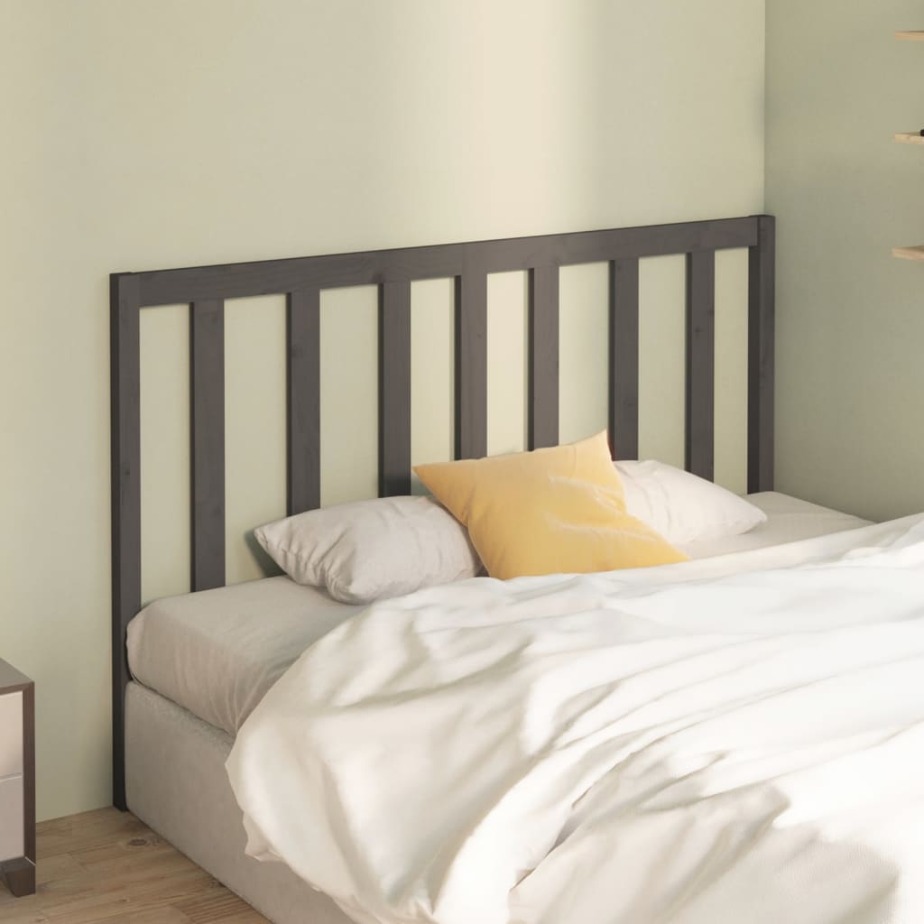 vidaXL Bed Headboard Grey 126x4x100 cm Solid Wood Pine