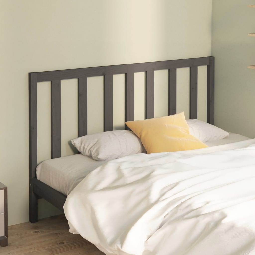 vidaXL Bed Headboard Grey 126x4x100 cm Solid Wood Pine