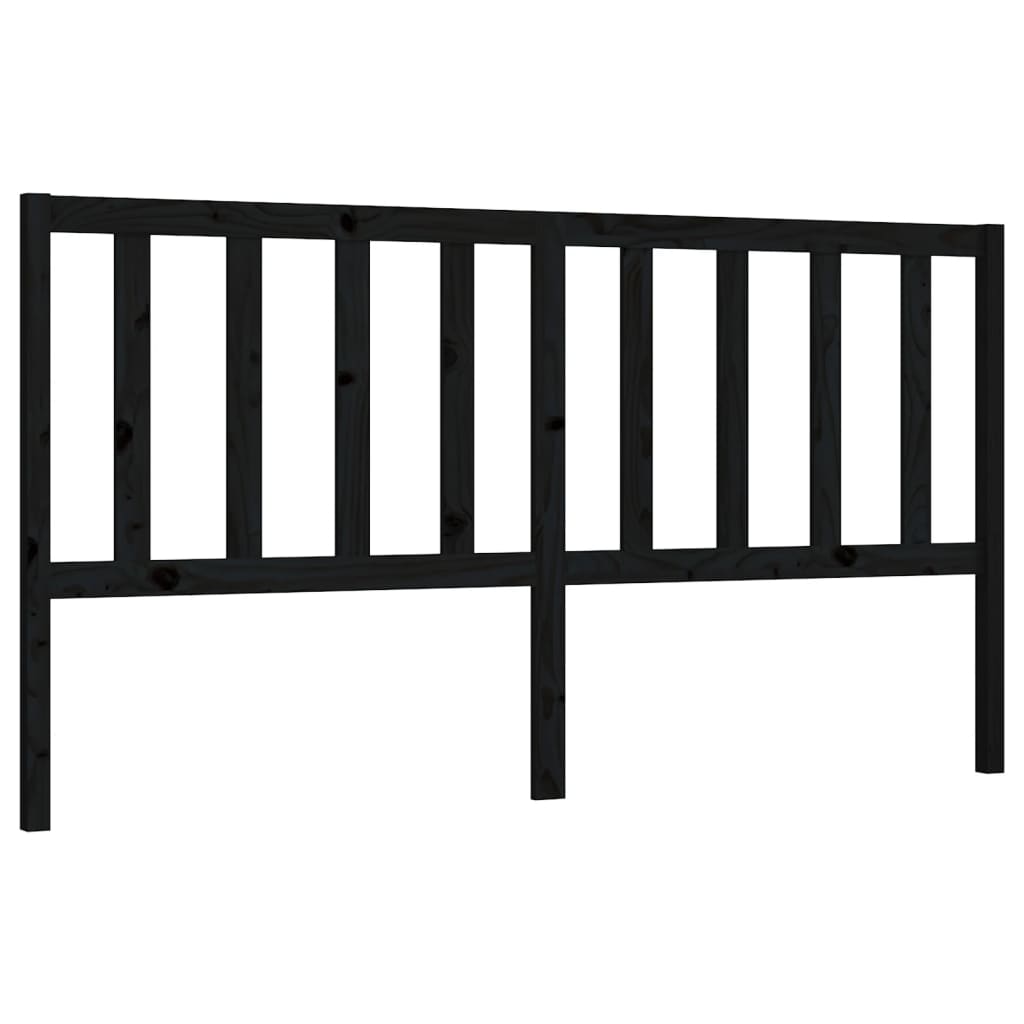 Bed Headboard | Black | Solid pine wood | 186x4x100 cm | Bed Headboard