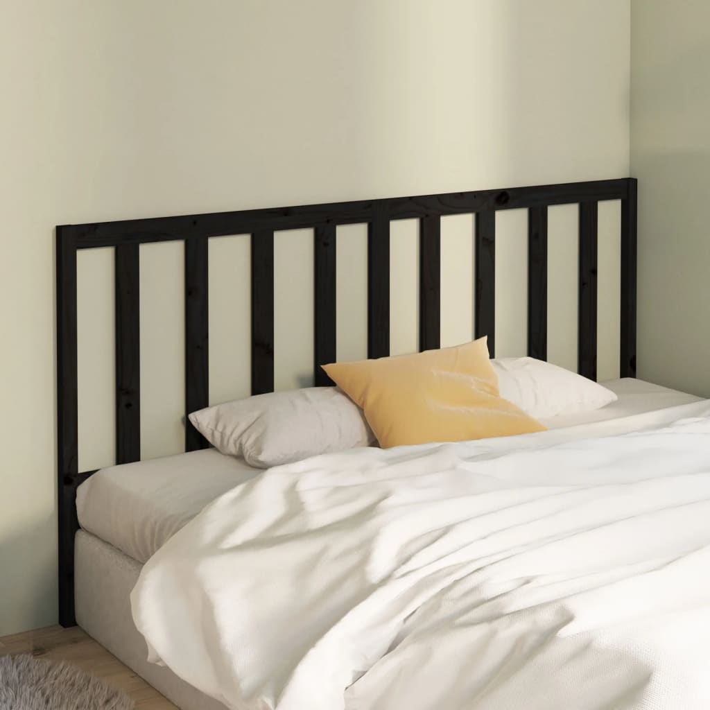 Bed Headboard | Black | Solid pine wood | 186x4x100 cm | Bed Headboard