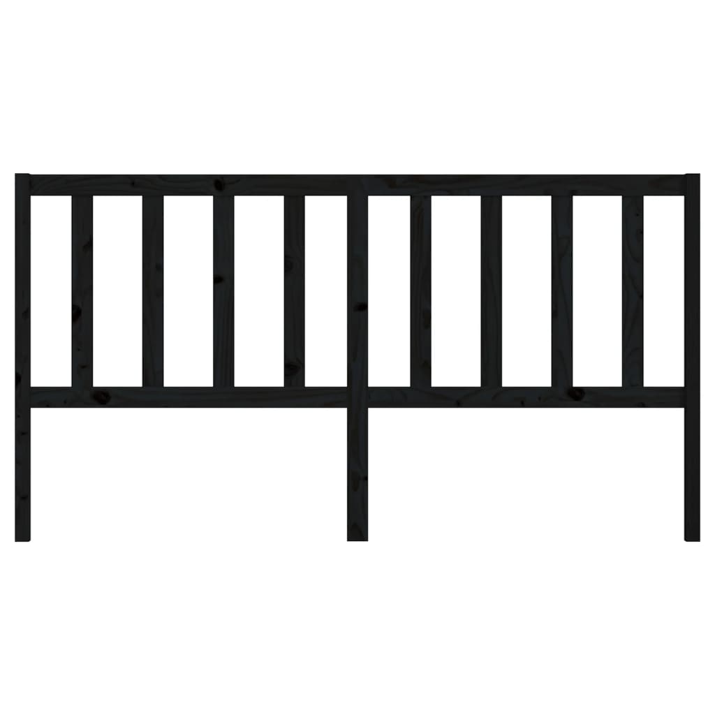 Bed Headboard | Black | Solid pine wood | 186x4x100 cm | Bed Headboard