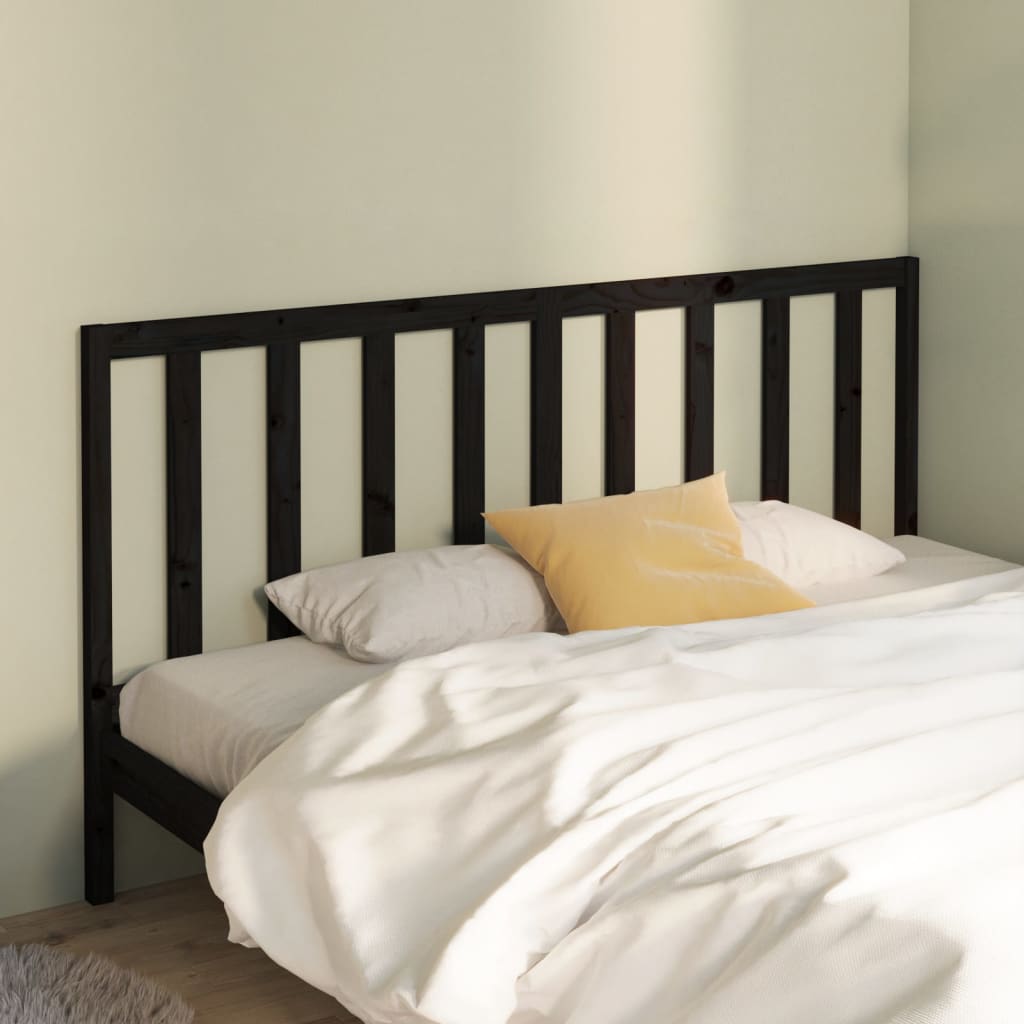 Bed Headboard | Black | Solid pine wood | 186x4x100 cm | Bed Headboard