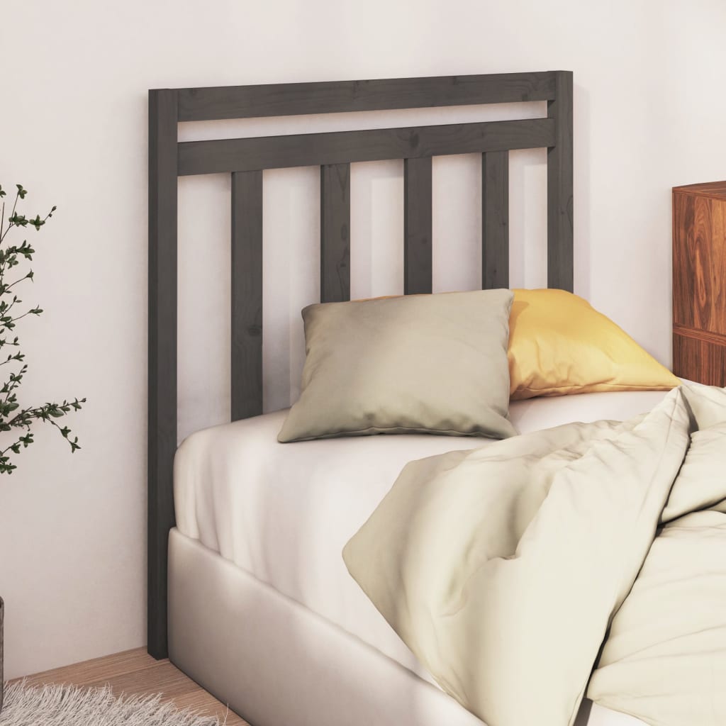 vidaXL Bed Headboard Grey 81x4x100 cm Solid Wood Pine