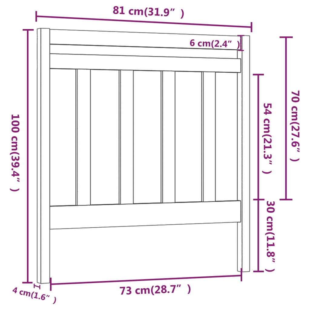 vidaXL Bed Headboard Grey 81x4x100 cm Solid Wood Pine