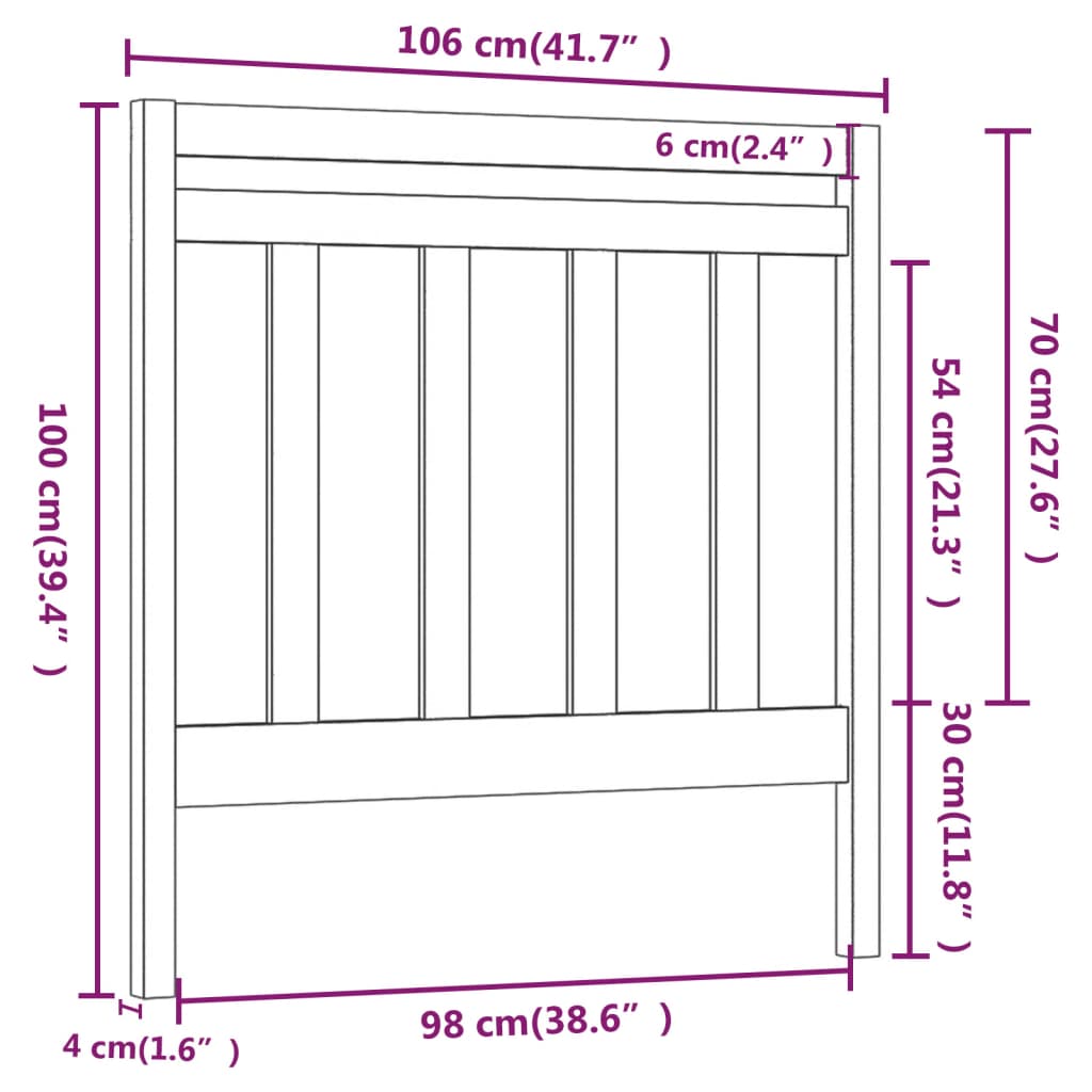 Bed Headboard Honey Brown 106x4x100 cm Solid Wood Pine