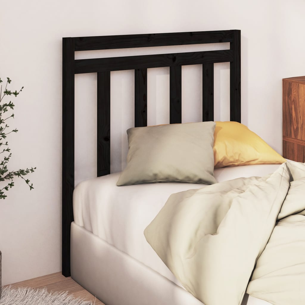 vidaXL Bed Headboard Black 106x4x100 cm Solid Wood Pine