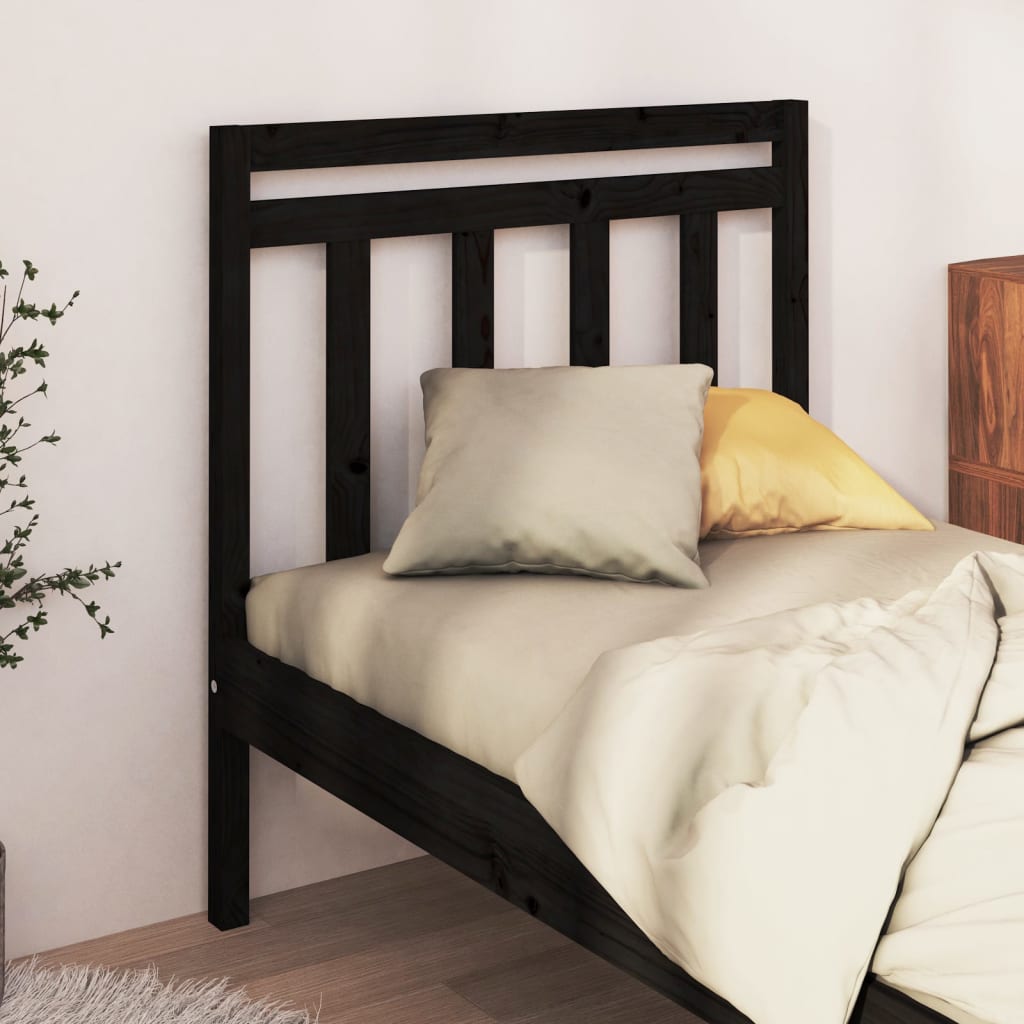 vidaXL Bed Headboard Black 106x4x100 cm Solid Wood Pine