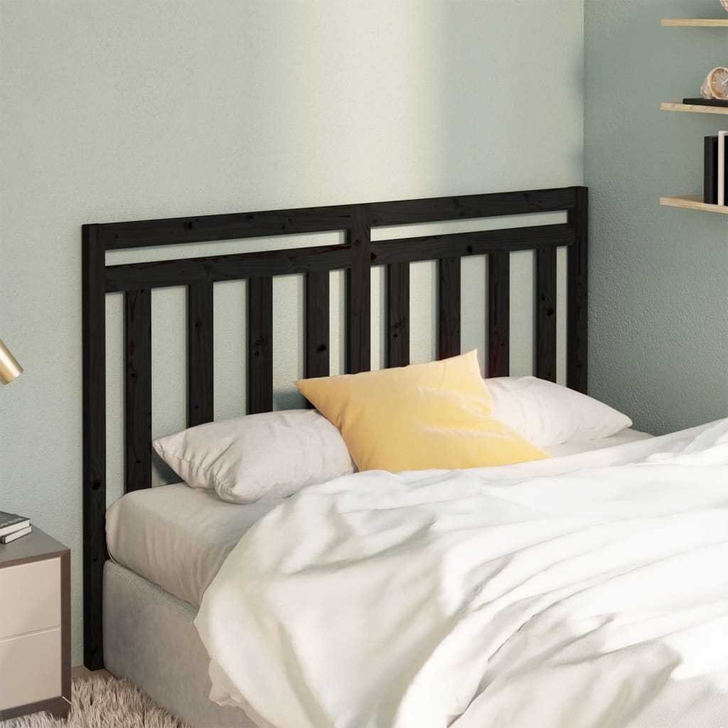 Bed Headboard Black 166x4x100 cm Solid Wood Pine